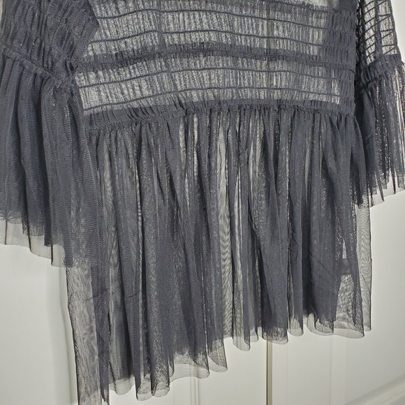 Black Mesh Ruffled Top - Picture 4 of 6